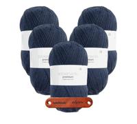 Rico Design SOCKENWOLLE PREMIUM 6-FÄDIG Marine Premium Wolle 5 x 150g Strapazierfähiges Sockengarn für warme Strickprojekte Komfort Alltag Freizeit Geschenkidee mit mySearose Label