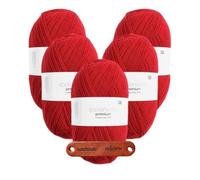 Rico Design SOCKENWOLLE PREMIUM 6-FÄDIG Rot Premium Wolle 5 x 150g Strapazierfähiges Sockengarn für warme Strickprojekte Komfort Alltag Freizeit Geschenkidee mit mySearose Label