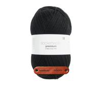 Rico Design SOCKENWOLLE PREMIUM 6-FÄDIG Schwarz Premium Wolle 150g Strapazierfähiges Sockengarn für warme Strickprojekte Komfort Alltag Freizeit Geschenkidee mit mySearose Label