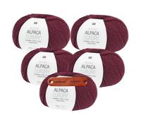 Rico Design SOCKS ALPACA LUXURY 4-FÄDIG BORDEAUX Premium Wolle 5 x 100g Alpaka Sockengarn Luxusqualität für weiche Strickprojekte Wärmender Komfort Winter Accessoires Geschenkidee mit mySearose Label