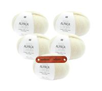 Rico Design SOCKS ALPACA LUXURY 4-FÄDIG CREME Premium Wolle 5 x 100g Alpaka Sockengarn Luxusqualität für weiche Strickprojekte Wärmender Komfort Winter Accessoires Geschenkidee mit mySearose Label