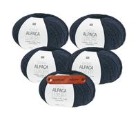 Rico Design SOCKS ALPACA LUXURY 4-FÄDIG MARINE Premium Wolle 5 x 100g Alpaka Sockengarn Luxusqualität für weiche Strickprojekte Wärmender Komfort Winter Accessoires Geschenkidee mit mySearose Label