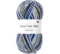 Rico Design Socks Neon Fair Isle 4-fädig Aqua