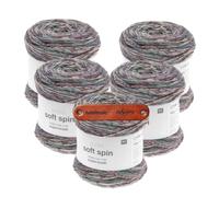 Rico Design SOCKS SOFT SPIN 4-FÄDIG FUN TONES Premium Wolle 5 x 100g Weiches Sockengarn Farbverlauf für komfortable Strickprojekte Alltag Freizeit Geschenkidee mit mySearose Label