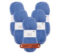 Rico Design SUPERBA BAMBOO UNI SUPERWASH 4-FÄDIG 02 HELLBLAU Premium Wolle 5 x 100g Sockengarn für atmungsaktive Strickprojekte Freizeit Geschenkidee mit mySearose Label