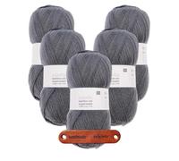 Rico Design SUPERBA BAMBOO UNI SUPERWASH 4-FÄDIG 05 MITTELGRAU Premium Wolle 5 x 100g Sockengarn für atmungsaktive Strickprojekte Freizeit Geschenkidee mit mySearose Label