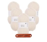 Rico Design SUPERBA BAMBOO UNI SUPERWASH 4-FÄDIG 07 CREME Premium Wolle 5 x 100g Sockengarn für atmungsaktive Strickprojekte Freizeit Geschenkidee mit mySearose Label