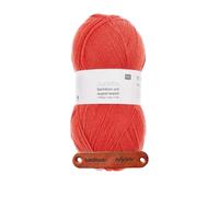 Rico Design SUPERBA BAMBOO UNI SUPERWASH 4-FÄDIG 09 ROT Premium Wolle 100g Sockengarn für atmungsaktive Strickprojekte Freizeit Geschenkidee mit mySearose Label