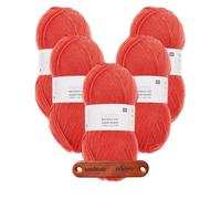 Rico Design SUPERBA BAMBOO UNI SUPERWASH 4-FÄDIG 09 ROT Premium Wolle 5 x 100g Sockengarn für atmungsaktive Strickprojekte Freizeit Geschenkidee mit mySearose Label