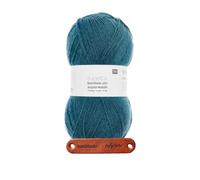 Rico Design SUPERBA BAMBOO UNI SUPERWASH 4-FÄDIG 10 PETROL Premium Wolle 100g Sockengarn für atmungsaktive Strickprojekte Freizeit Geschenkidee mit mySearose Label
