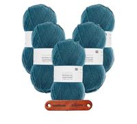 Rico Design SUPERBA BAMBOO UNI SUPERWASH 4-FÄDIG 10 PETROL Premium Wolle 5 x 100g Sockengarn für atmungsaktive Strickprojekte Freizeit Geschenkidee mit mySearose Label