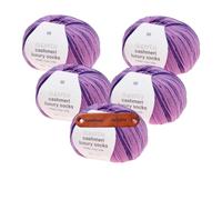 Rico Design SUPERBA CASHMERI LUXURY SOCKS 4-FÄDIG 08 LILA Premium Wolle 5 x 100g Luxuriöses Kaschmir Sockengarn für besonders weiche Strickprojekte Freizeit Geschenkidee mit mySearose Label