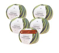 Rico Design SUPERBA CASHMERI LUXURY SOCKS 4-FÄDIG 10 GRÜN Premium Wolle 5 x 100g Luxuriöses Kaschmir Sockengarn für besonders weiche Strickprojekte Freizeit Geschenkidee mit mySearose Label