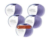 Rico Design SUPERBA CASHMERI LUXURY SOCKS 4-FÄDIG 29 VIOLETT Premium Wolle 5 x 100g Luxuriöses Kaschmir Sockengarn für besonders weiche Strickprojekte Freizeit Geschenkidee mit mySearose Label