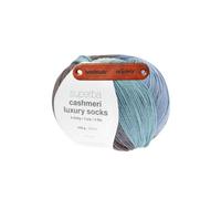 Rico Design SUPERBA CASHMERI LUXURY SOCKS 4-FÄDIG 35 BAY BLUES Premium Wolle 100g Luxuriöses Kaschmir Sockengarn für besonders weiche Strickprojekte Freizeit Geschenkidee mit mySearose Label