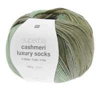 Rico Design Superba Cashmeri Luxury Socks 4fädig Oliv Dégradé