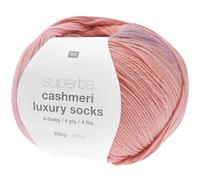 Rico Design Superba Cashmeri Luxury Socks | Sockenwolle mit Kaschmir | Strumpfwolle 4-fädig | Sockengarn mit Farbverlauf (24 | rot-rosa-degradé)