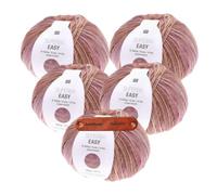 Rico Design Superba Easy 8-fädig 02 berry Premium Wolle 5 x 150g Warme Sockenwolle für schnelle Strickprojekte Winter Freizeit Geschenkidee mit mySearose Label
