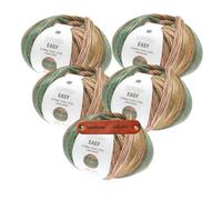 Rico Design Superba Easy 8-fädig 06 ethno Premium Wolle 5 x 150g Warme Sockenwolle für schnelle Strickprojekte Winter Freizeit Geschenkidee mit mySearose Label
