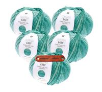 Rico Design Superba Easy 8-fädig 07 aqua Premium Wolle 5 x 150g Warme Sockenwolle für schnelle Strickprojekte Winter Freizeit Geschenkidee mit mySearose Label