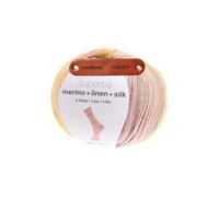 Rico Design SUPERBA MERINO + LINEN + SILK 4-FÄDIG 01 MILKSHAKE Premium Wolle 100g Luxuriöse Sockenwolle aus Merinowolle Seide und Leinen für leichte Sommer Strickprojekte mit mySearose Label