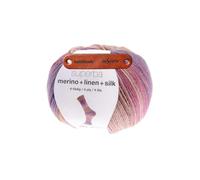 Rico Design SUPERBA MERINO + LINEN + SILK 4-FÄDIG 02 ETHNO Premium Wolle 100g Luxuriöse Sockenwolle aus Merinowolle Seide und Leinen für leichte Sommer Strickprojekte mit mySearose Label