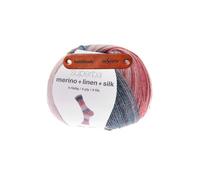 Rico Design SUPERBA MERINO + LINEN + SILK 4-FÄDIG 05 BERRIES Premium Wolle 100g Luxuriöse Sockenwolle aus Merinowolle Seide und Leinen für leichte Sommer Strickprojekte mit mySearose Label