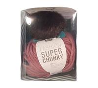 Rico Design Wild Wild Wool Häkelset Mütze inkl. Pompon, Häckelnadel, Webetikett und Anleitung Lachs