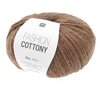 Rico Design Wolle Fashion Cottony | Sommerwolle zum Häkeln und Stricken | weiches leichtes Baumwollmischgarn mit 85% Baumwolle (17 taupe)
