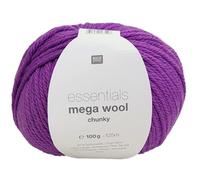Rico Design Wolle Essentials Mega Wool Chunky – Punchneedle, Nadelstärke 6 mm, 100 g, Farbe 31 Lila