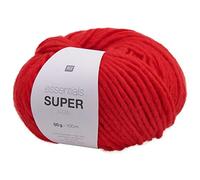 Rico Essentials Super Aran, dicke Wolle Nadelstärke 5, Dochtgarn zum Stricken und Häkeln, 50g 100m (06 rot)