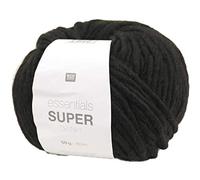 Rico essentials Super Chunky Wolle 50g ~ 80m, Farbe 10 schwarz, dicke Wolle Stricken Häkeln Nadelstärke 7 mm