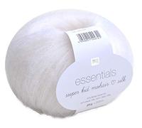 Rico Essentials Super Kid Mohair loves Silk, Fb. 001 - creme, Lacegarn aus Super Kid Mohair & Seide zum Stricken und Häkeln, Lacewolle Nadelstärke 4,5 mm