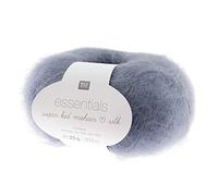 Rico Essentials Super Kid Mohair loves Silk, Fb. 041 rauchblau, Lacegarn aus Super Kid Mohair & Seide zum Stricken und Häkeln, Lacewolle Nadelstärke 4,5 mm