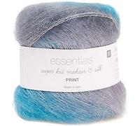 Rico Essentials Super Kid Mohair Loves Silk Print Farbe 13, Lacegarn Mohair Seide Farbverlauf zum Stricken und Häkeln, Lacewolle Nadelstärke 4,5 mm, 50g ca. 400m