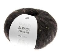 Rico Fashion Alpaca Sparks Joy Alpakawolle | Strickwolle Häkelwolle mit Alpaka Wolle Baumwolle | Strickgarn 50g 120m (08 schwarz)