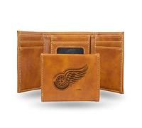 Rico Industries Dreifach gefaltete Geldbörse mit Lasergravur, Detroit Red Wings, 8,3 x 10,2 cm, Braun