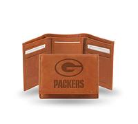 Rico Industries Fan-Shop Embossed Leather Trifold Wallet, Tan NFL Green Bay Packers Geldbörse aus geprägtem Leder, dreifach gefaltet, Hellbraun, Team-Farbe, 3.25 x 4.25