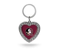 Rico Industries NCAA Florida State Seminoles Schl sselanh nger in Herzform mit Strasssteinen, Metall, 3,5 x 7,6 cm