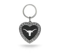 Rico Industries NCAA Texas Longhorns Schl sselanh nger in Herzform, Karbonfaser, Strass, 8,9 x 3,8 cm