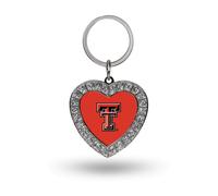 Rico Industries NCAA Texas Tech Red Raiders Schl sselanh nger in Herzform mit Strasssteinen aus Metall, 3,5 x 7,6 cm