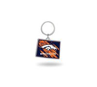 Rico Industries NFL State Shape Keychain, Denver Broncos Team Color, 2 x 3-inches