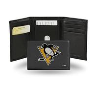 Rico Industries NHL Bestickte Geldbörse aus Leder, dreifach gefaltet, Pittsburgh Penguins