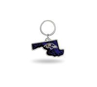 Rico Industries Unisex-Erwachsene Staatsform NFL Baltimore Ravens State Shape Schlüsselanhänger, Team-Farbe, 2 x 3-