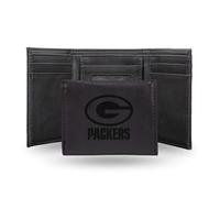 Rico Industries Unisex-Geldb rse mit Lasergravur, dreifach gefaltet, Green Bay Packers, 8,3 x 10,2 cm, Schwarz