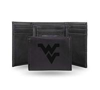 Rico Industries West Virginia Mountaineers Geldbörse mit Lasergravur, dreifach faltbar, 8,3 x 10,2 cm, Schwarz