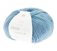 Rico Wolle Baby Classic dk, Babywolle blau, weich und pflegeleicht zum Stricken oder Häkeln, 50% Polyamid, 50% Polyacryl, 50g 165m, Nadelstärke 3,5-4 mm (014 blau)