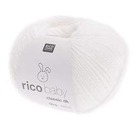 Rico Wolle Baby Classic dk, Babywolle weich und pflegeleicht zum Stricken oder Häkeln, 50% Polyamid, 50% Polyacryl, 50g 165m, Nadelstärke 3,5-4 mm (001 weiß)