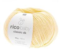 Rico Wolle Baby Classic dk | Babywolle gelb, weich und pflegeleicht zum Stricken oder Häkeln | 50% Polyamid, 50% Polyacryl | 50g 165m Nadelstärke 3,5-4 mm (080 vanille)