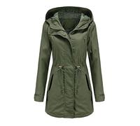 RICOCHO Damen-Baumwoll-Parka-Mantel mit Kapuze Leichte Herbst-Longline-Parka-Jacke für Damen